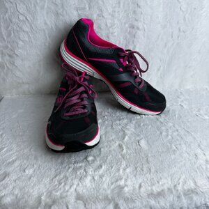 Skechers Womens Alignment Lightweight Athletic Walking Sneakers Sz11 Pink Black